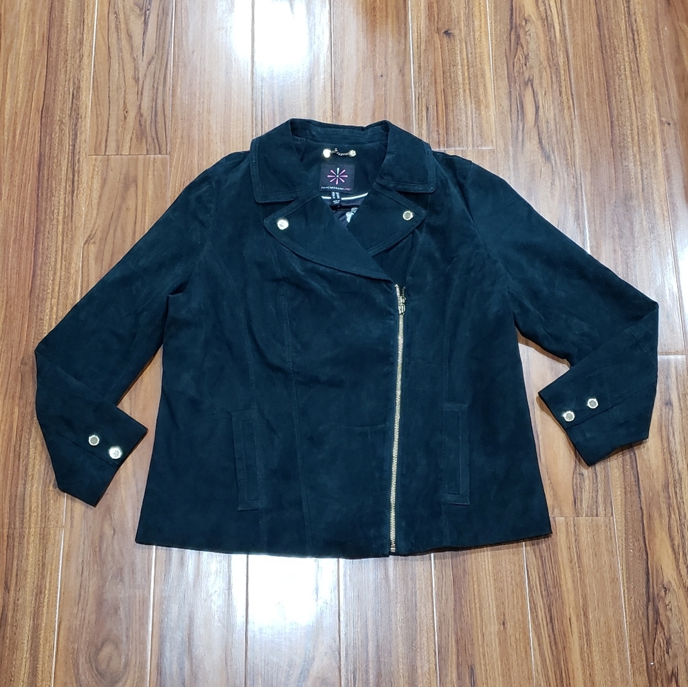 Isaac Mizrachi Suede Motorcycle Leather Jacket